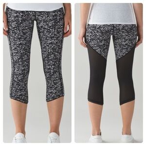 Lululemon Deep Breath Crop 21" Iced Wave White Black / Black Size 4